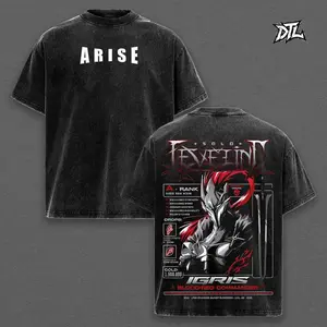 Solo Leveling Arise Anime T-Shirt, Igris Shadow Army Commander Tee, Dark Fantasy Manhwa Graphic Shirt, Blood Red Knight Anime Streetwear, Vintage Washed Heavy Cotton  Unisex Tee, Rare Solo Leveling Design, Collector Anime Gift