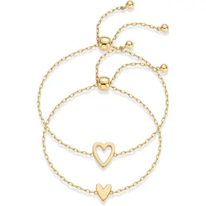 Trendy Women Love Heart Hollow Pendant Adjustable Bracelet Set Friendship Gift Ins Style Jewelry for Her Female