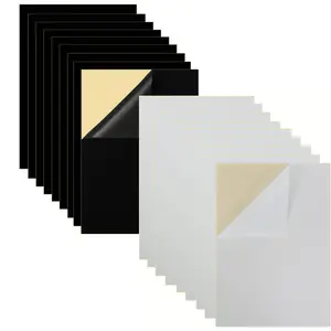 20Pcs Self Adhesive Felt, DIY Self Adhesive Fabric for Art & Crafts, Peel and Stick Felt for Drawer and Jewelry Box Felt Liner, A4 Size (8.3" x 11.8", Black & White)