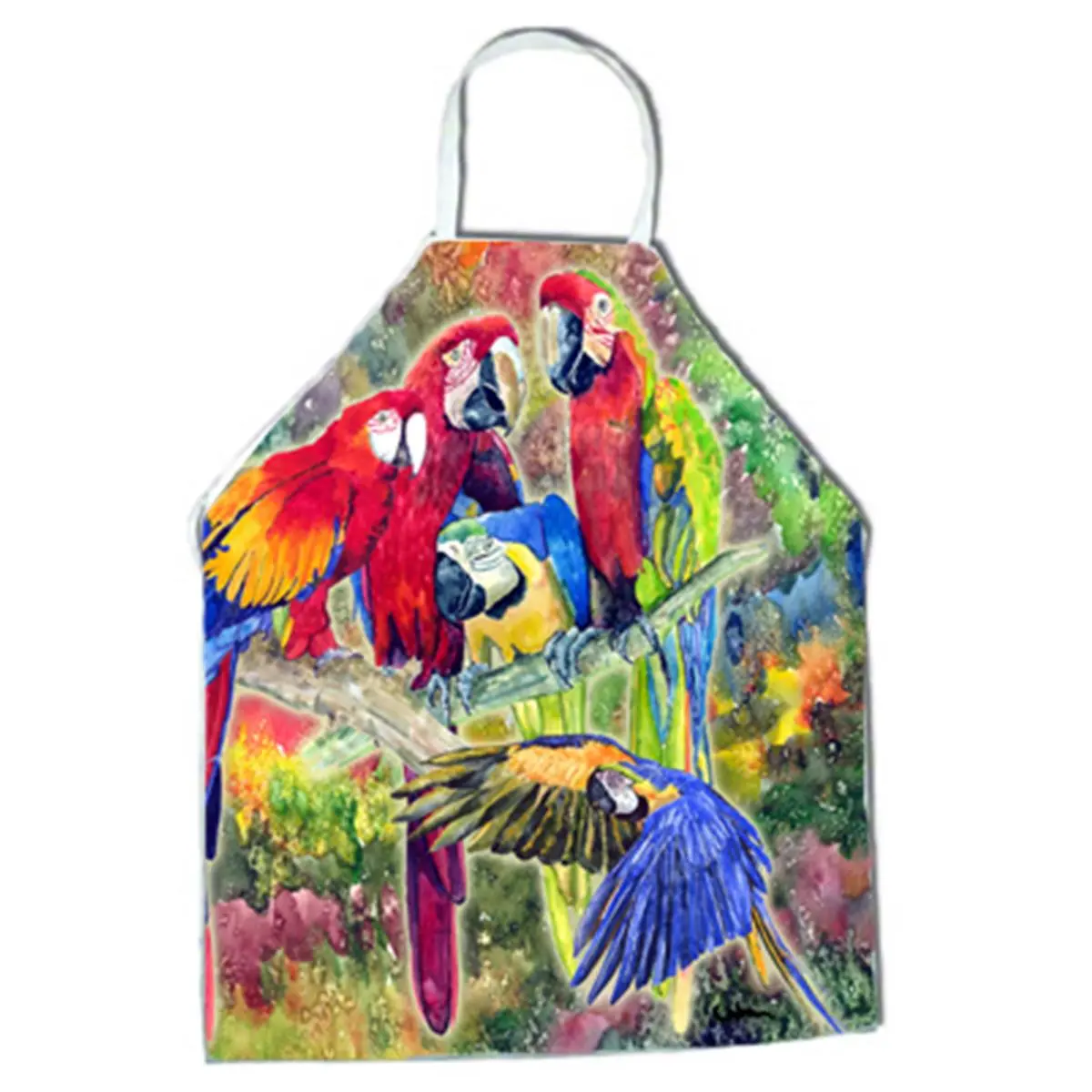 212 MAIN Braided Cloth Bib-Style Apron with Parrot Print, 27x31 in, Multifunctional Home Care & Art Project Apron for Cleaning