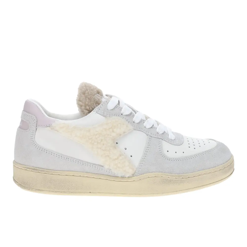 diadora Womens Mi Basket Low Chalet Lace Up Running Sneakers Shoes - White
