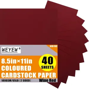Wine Red Cardstock 8.5 x 11 Thick Paper, 40 Sheets 65 LB/180 GSM, Cardstock Printer Paper for Invitations, Menus, Wedding, DIY Cards, Kids School Supplies
