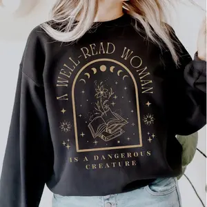 A Well Read Woman Sweatshirt – Bookish Crewneck for Readers, Celestial Literary Sweater, Librarian Gift, Cozy Reading Sweatshirt, Feminist Book Lover Top