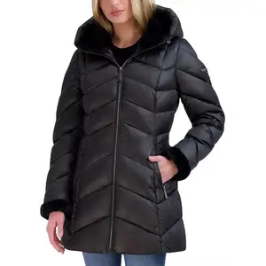 Laundry by Shelli Segal Women's Shine Faux-Fur-Lined Hooded Puffer Coat
