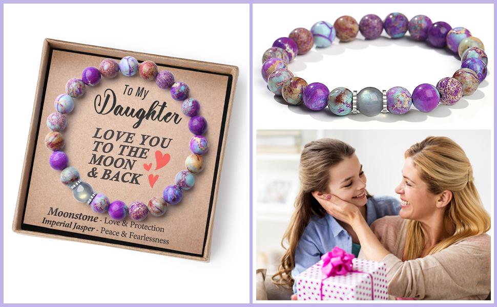 Handmade Gifts for Girls/Women-Love/Protection-Natural Crystal Bracelet for Daughter Granddaughter Niece Sister Mom Aunt Wife