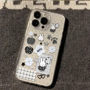 Cartoon Rabbit Phone Case, Polka Dot Transparent Anti-Drop, Compatible with iPhone 17/17 Pro Max, Trendy Style
