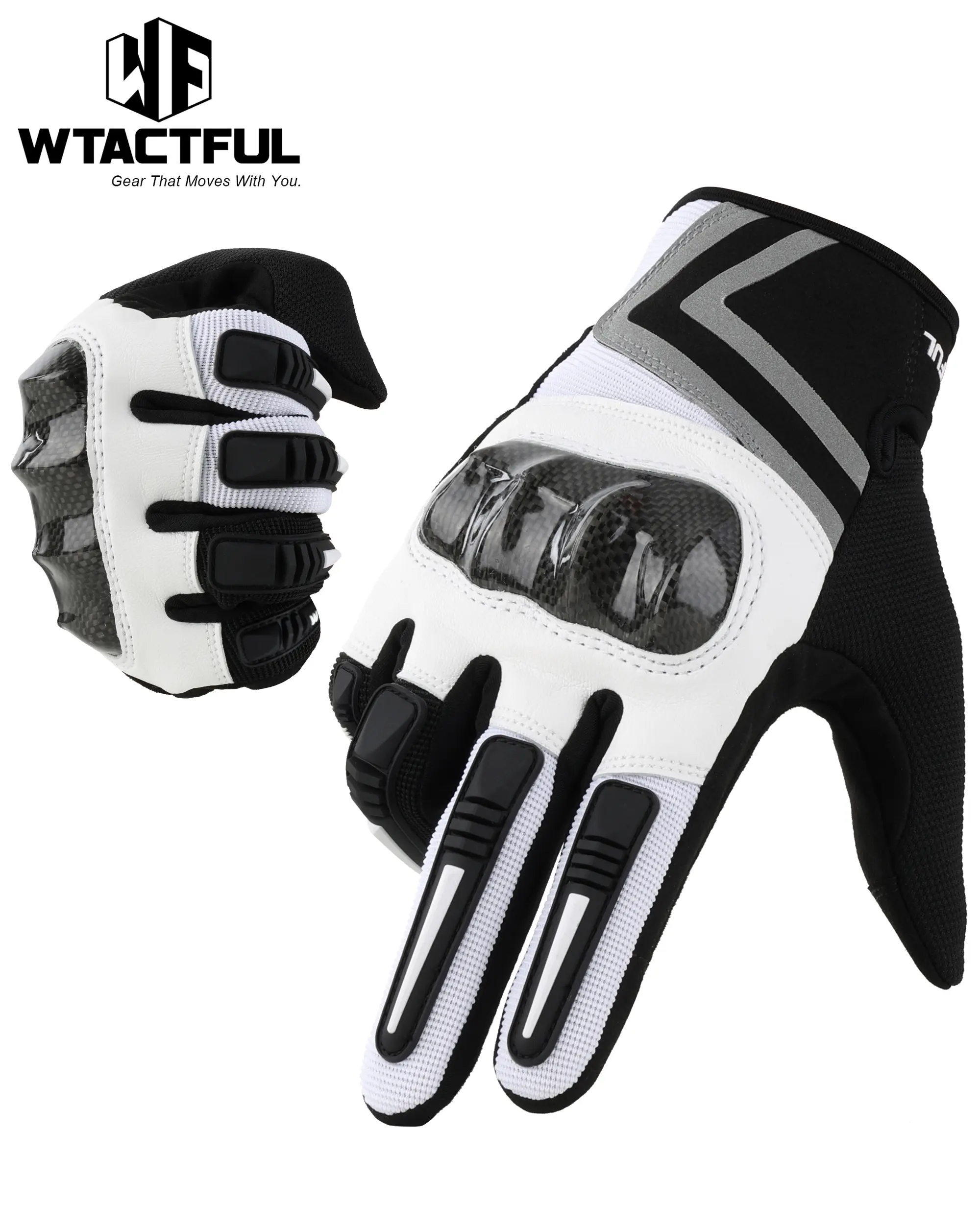 WTACTFUL Lightweight Motorcycle Gloves for Men Summer - Motorcycle Accessories, Breathable Full-Finger, Carbon Fiber Knuckle Protection, Touchscreen Summer Motocross & Cycling Gloves, Motorcycle Gear