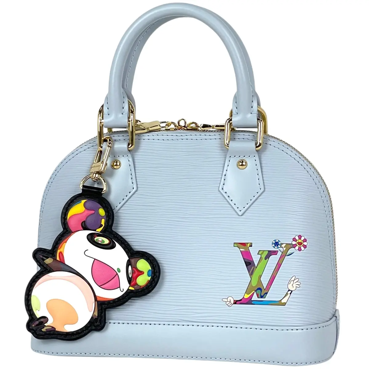 Pre-owned Louis Vuitton leather Shoulder Bags x Takashi Murakami Alma BB Washed Blue shoulder bag 4000012870161