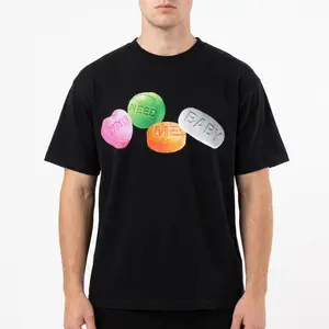 T-shirt Garment Dyed Boxy Ultra Cotton Streetwear Shirt Y2K Fashion Grillz Pills