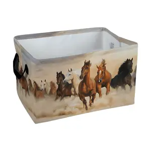 Galloping Horses Running Herd Wild Animal Motivational Majestic Powerful Print Storage Baskets Storage Boxes Home Decor Storage Clothes Organization And Storage Home Decor Storage Holiday Gifts, Shelf Baskets, Laundry Hamper, Organizer for Toys