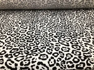 Double Brushed DTY Spandex Stretch Apparel Fabric White Black Leopard K214