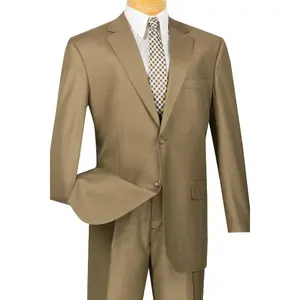Mens 2 Button Weave Pattern Sharkskin Suit in Taupe