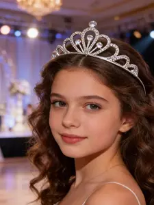 Rhinestone Crown Headband for Women and Girls, Silver Color Tiara Hair Accessory, Perfect for Wedding, Bridal, Prom, Birthday Party, Pageant