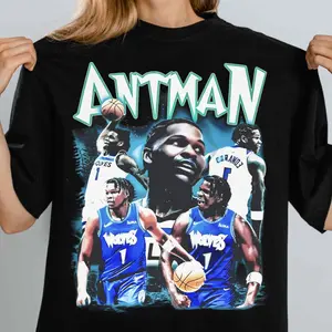 Anthony Edwards Shirt Vintage Graphic Tee Minnesota Basketball Jersey Anthony Edwards Bootleg Classic 90s Style Gift for Timberwolves Fan Shirt, ANT Playoff T-Shirt