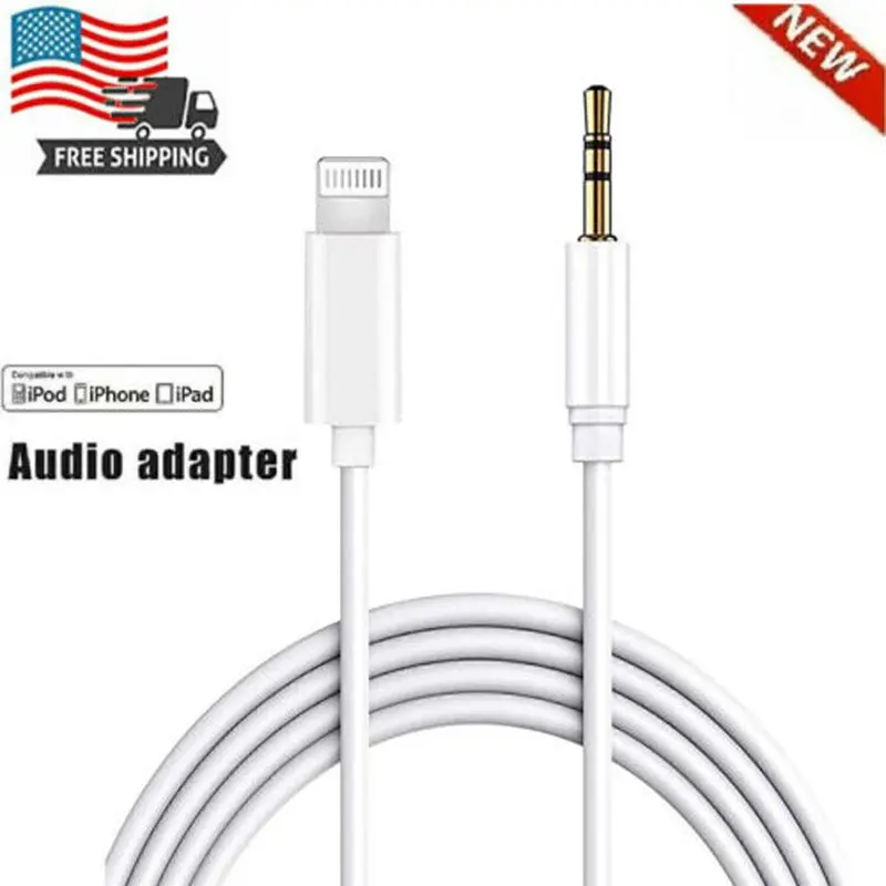 For iPhone 7 8 X XS XR 11 12 13 14 Pro Max 3.5mm AUX Audio Car Speaker Cable Jack Adapter 3FT