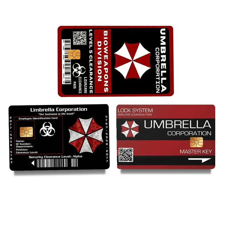 BUY 1 GET 1 FREE - Umbrella Corporation Credit Card Skin, Security Clearance Style Debit Card Sticker, Holographic Credit Card Cover, Sparkly Card Decal