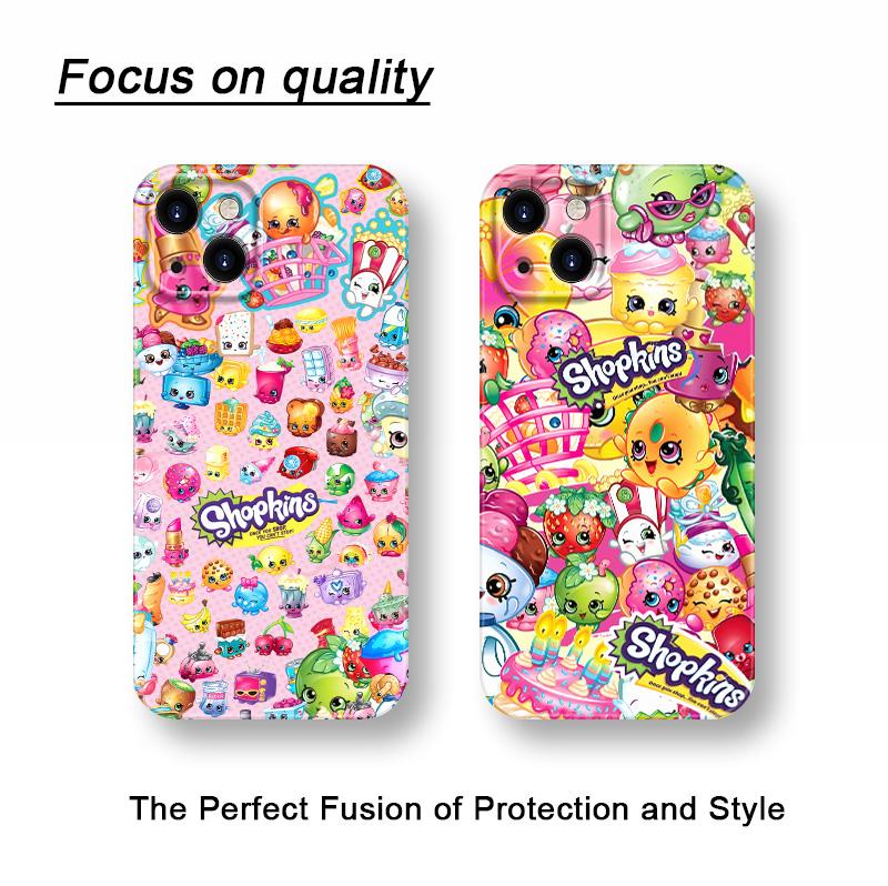 Shopkins cartoon print phone case, suitable for iPhone 17 Pro Max/Plus 16 15Plus 14 13 12 11 shockproof mobilephone protective cover y2k aesthetic phone case