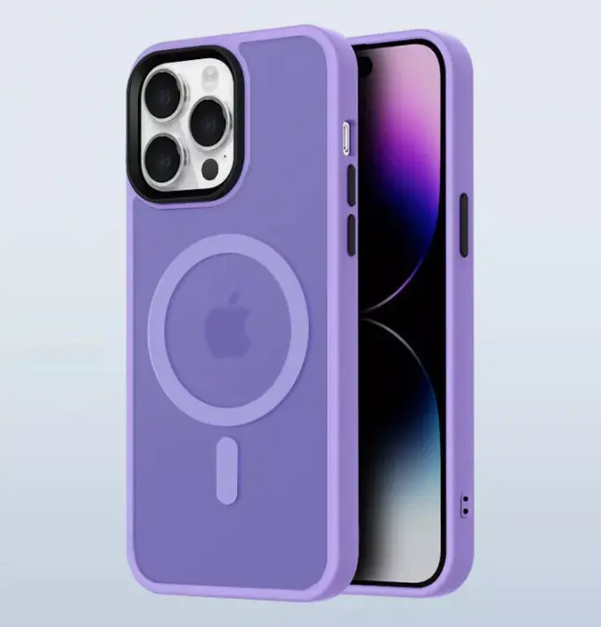 Purple MagSafe Magnetic Phone Case Cover For Apple iPhone 17 / 17E / 16 / 16E / 15 / 14 / 13 / Plus / Pro / Pro Max / Matte Shockproof Protection Casing Protective Phonecase