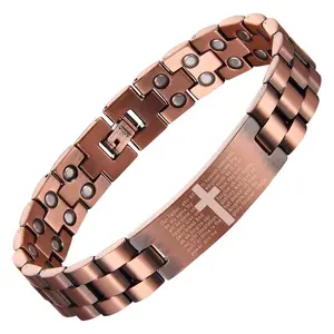 Copper Cross Magnetic Men's Bracelet - Adjustable Size Tool, Jewelry Gift for Him, Stylish Accessory with Health Benefits, Comfortable to Wear, and Durable Construction
