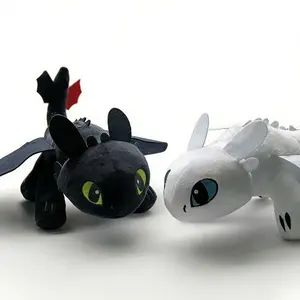 27cm/35cm HTTYD Toothless & Light Fury Couple Plush Doll Car Exterior Hanging Ornament Movable Wings Roof & Motorcycle Helmet Decor Figure Gift for Anime Fans & Boyfriend Car Accessories