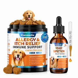 Carmelie Skin & Allergy Support Bundle for Dogs – Yeast Support Drops + Allergy Relief Chews | Helps Support Healthy Skin, Ears & Paws, Relieves Itching, Paw Licking & Seasonal Discomfort