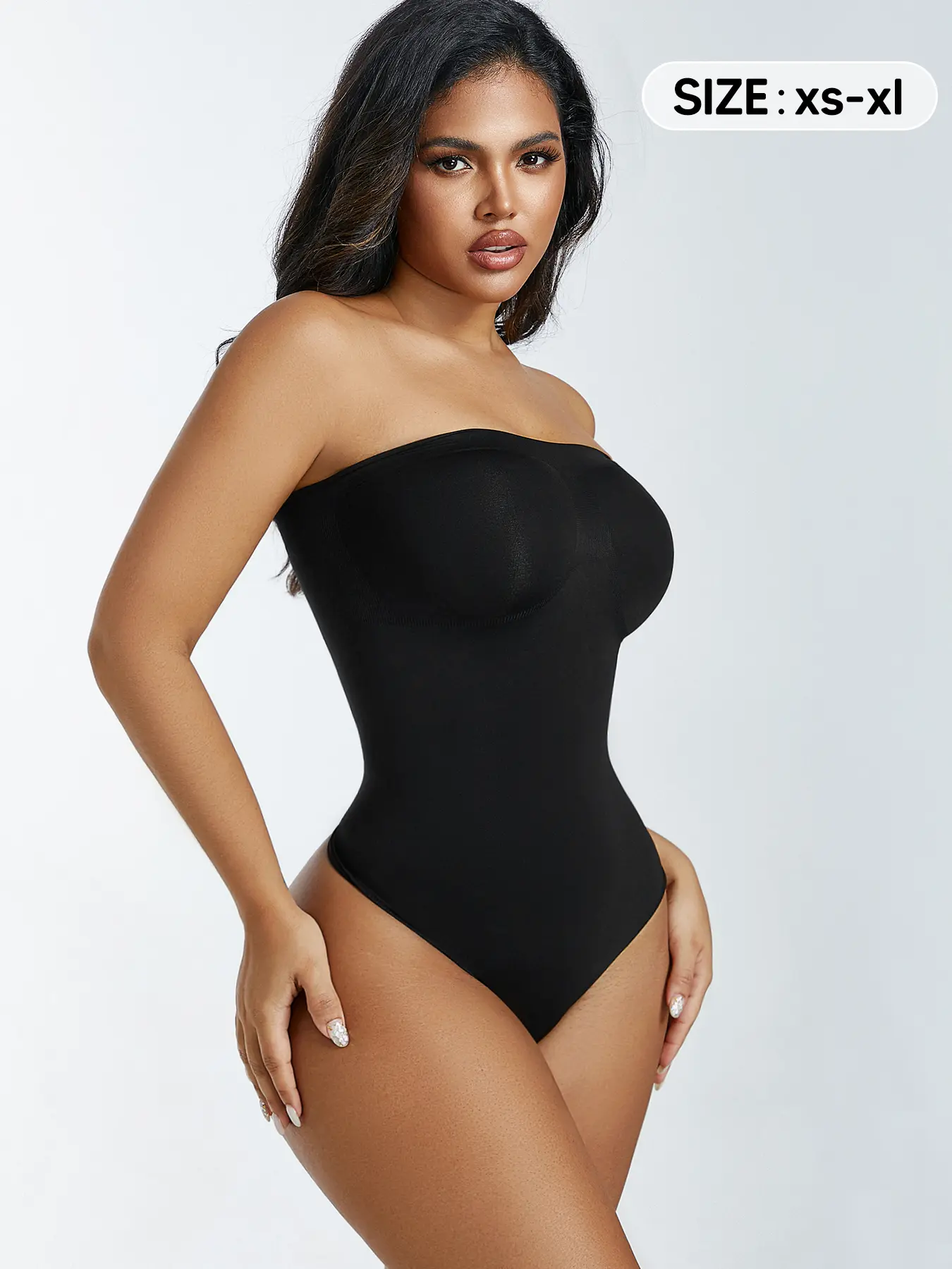Women's Basic Strapless Bodysuit, Tanga Thong Design, Seamless Smooth Slim Fit Curve Hugging Compression Shaper Body Shaping Faja Abdominal Control Shapewear Tummy Control Clothes, Everyday Essential for Layering or Standalone Wear, Womenswear, Underwear
