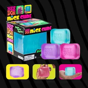 Needoh Nice Cube Fidget Toy - Super Solid Squishy Office Stress Relief Toy in Bright Colors for Adults and Kids