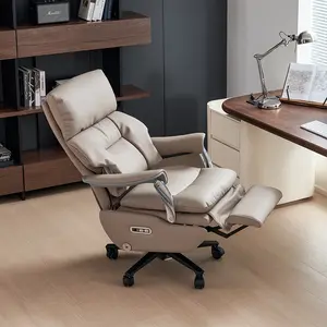 EMIAH MT033 Electric Smart Executive Office Chair  with Foot Rest Electric Executive Office Chair Reclining with Massage Big and Tall High Back Computer Chair with Wheels, Sustainable Leather, Real Leather
