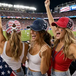 C.C Patriotic Adjustable Women’s Baseball Cap Cotton Brushed Embroidered Hat with Criss-Cross Elastic Band American Flag Mesh Back Durable Accessory Perfect for Soccer Game, USA Team