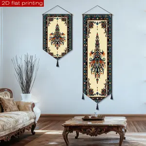 Digital print of JIT 2D FLAT ethnic pattern, tapestry with tassel, tapestry with tassel, design with tassel, vertical sharp corner design, suitable for living room, bedroom, dormitory, daily decoration