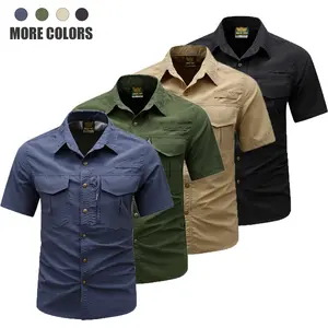 1-pack men’s outdoor tactical short-sleeve shirt, quick-drying, breathable, multi-pocket design, casual workwear top for everyday wear