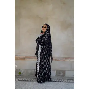 Lace polka dot abaya