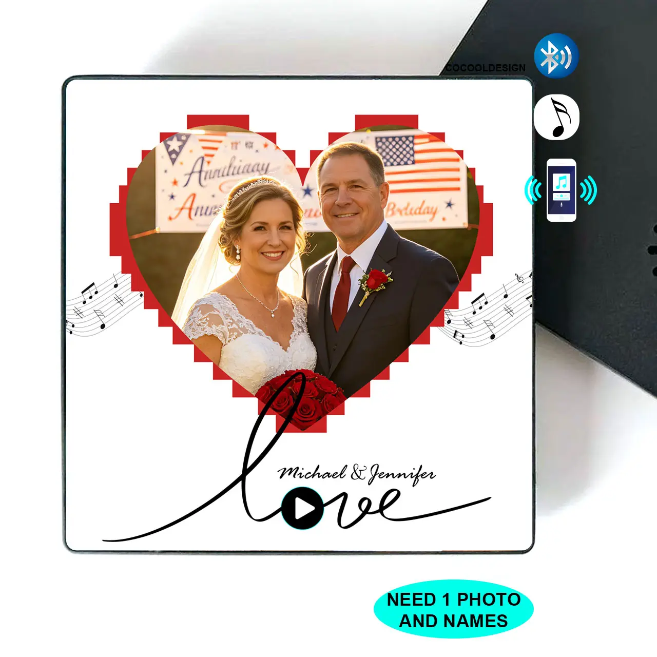 {anniversary gift}Personalized Photo Fridge Magnet with Bluetooth  Custom Dog Cat Album Magnet Frame | Gifts for  Boyfriend, Birthday Gifts for BF, Graduation Leis, Teacher Gifts, Teen Girl Gifts, Anniversary Gift, Unique Music Home Decor