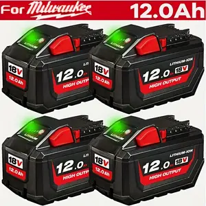 4-Pack 18V 12.0Ah Lithium-Ion Replacement Batteries, Compatible with Milwaukee M-18 Tools and Replacement for Models 48-11-1840, 48-11-1850, 48-11-1860, 48-11-1830 (M-18 Series Battery)