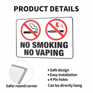 8x12 Inches Metal Safety Sign - 'NO SMOKING NO VAPING' Public Health Compliance Decor, Perfect For Offices, Restaurants & Indoor Spaces