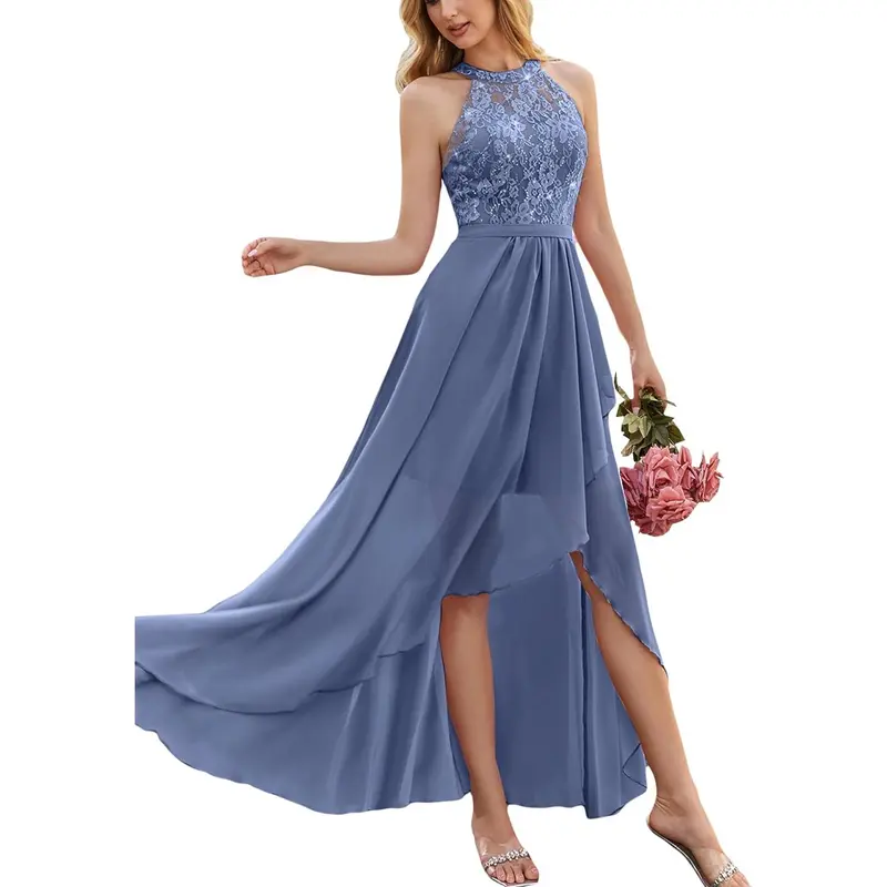 formal dresses syracuse ny Unique One Shoulder Ruffle Formal Gown Prom Dress with Leg Slit – Rosymae main image 0