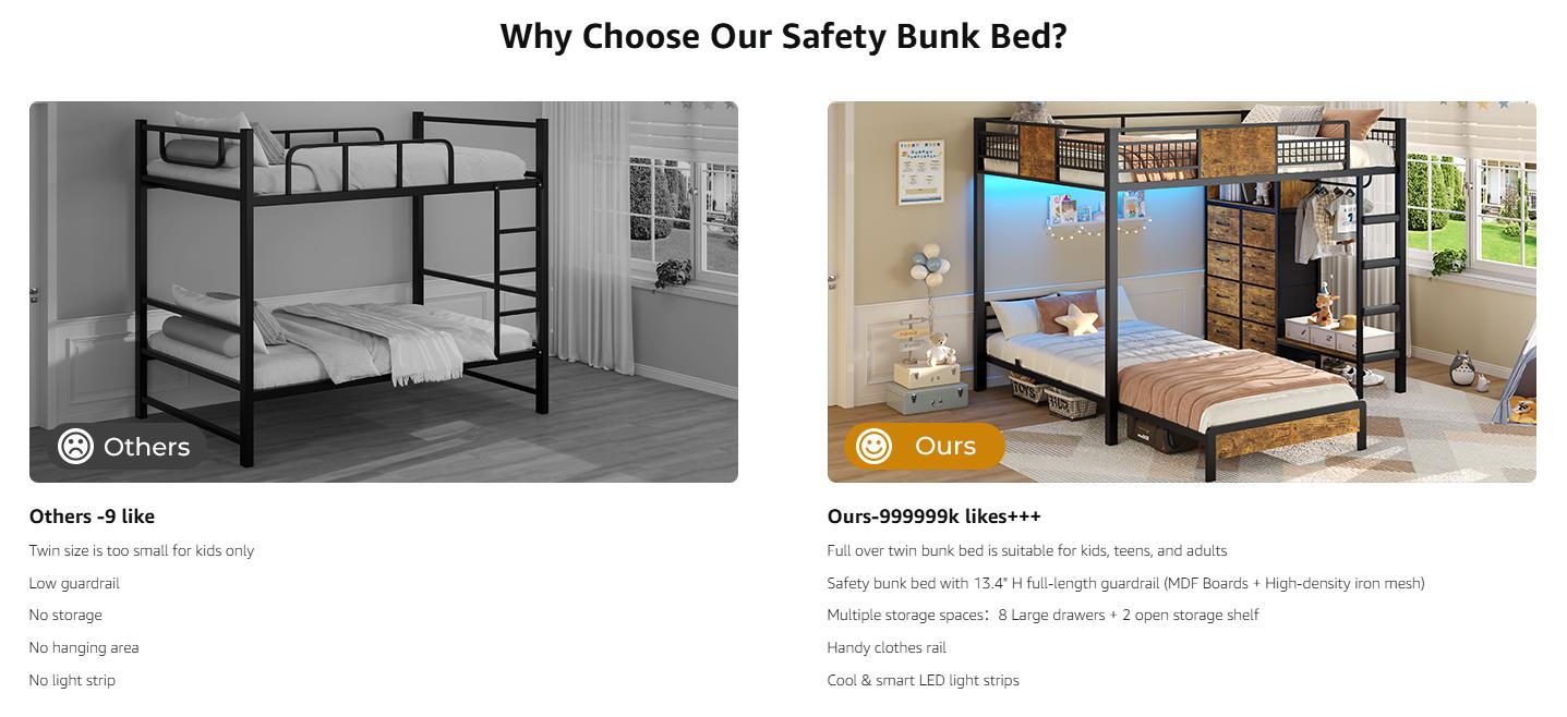 Sikaic Full Over Twin Bunk Bed with 8 Storage Drawers, Metal Bunk Bed with LED Lights & Storage Shelves, Loft Bed with Ladder & 13.4" Safety Guardrail for Kids & Teens summervibes