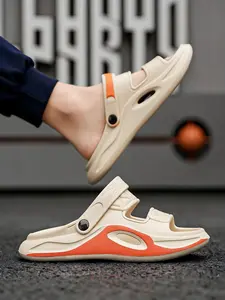 Summer EVA couple's flip-flops with a trendy contrasting color thick sole design, two-tone spliced breathable upper, which are wear-resistant, comfortable and suitable for commuting and seaside use.