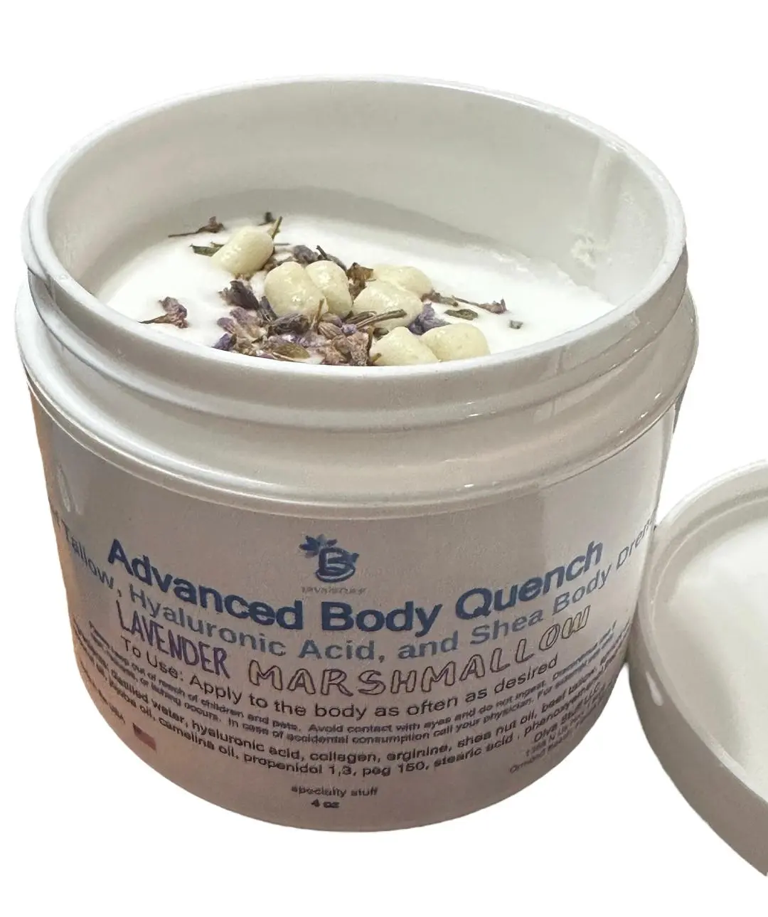 Diva Stuff Advanced Body Quench Lavender Marshmallow Scent, With Beef Tallow, Hyaluronic Acid, Shea Butter, Deep Hydration, Plumps, Smooths and Hydrates