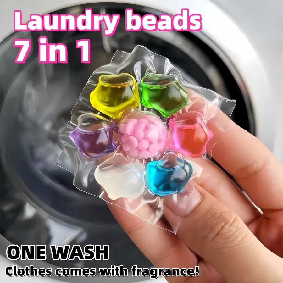 7-in-1 Laundry Detergent Pods, Scented Detergent Balls, Fragrance Detergent Beads, Laundry Detergent Capsules, Scented Concentrated Formula, Dissolves on Contact with Water, Long-Lasting Fragrance, Softening and Anti-Static