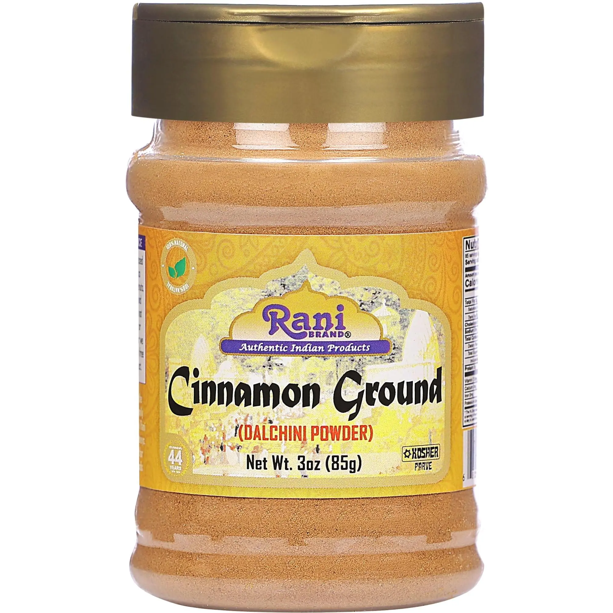 Rani Cinnamon Powder (Ground) Spice 3oz (85g) PET Jar ~ All Natural, Salt-Free | Vegan | No Colors | Gluten Friendly | NON-GMO | Kosher