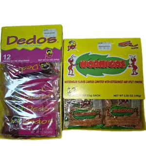 Dedos & Hormigas Candy Combo - Spicy & Sour Dedos & Watermelon Flavor Hormigas - 12 Pieces Each Pack - Net Weight 5.7 oz & 5.5 oz Snack Sweet Tangy Bonbon
