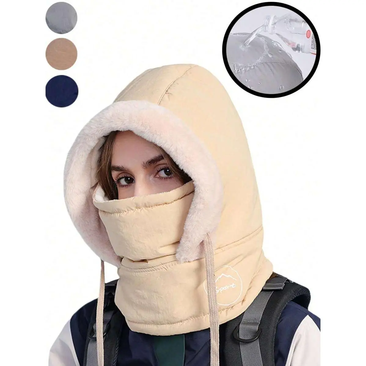 1pc Synthetic 3-In-1 Waterproof Balaclava Ski Mask - Warm Windproof Breathable Cold Weather Motorcycle Protective Gear For Men, Women