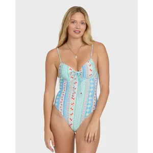 BILLABONG Women's Picnic Ella Hawaii One-Piece Swimsuit, Stretch Knit High Cut Leg Scoop Neck Versatile Beach Swim Wear