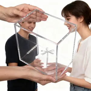 Acrylic Display Box Compatible with Pkmn Pusher Box, 5mm Thick Stackable Acrylic Case with Magnetic Lid, Transparent Storage Box