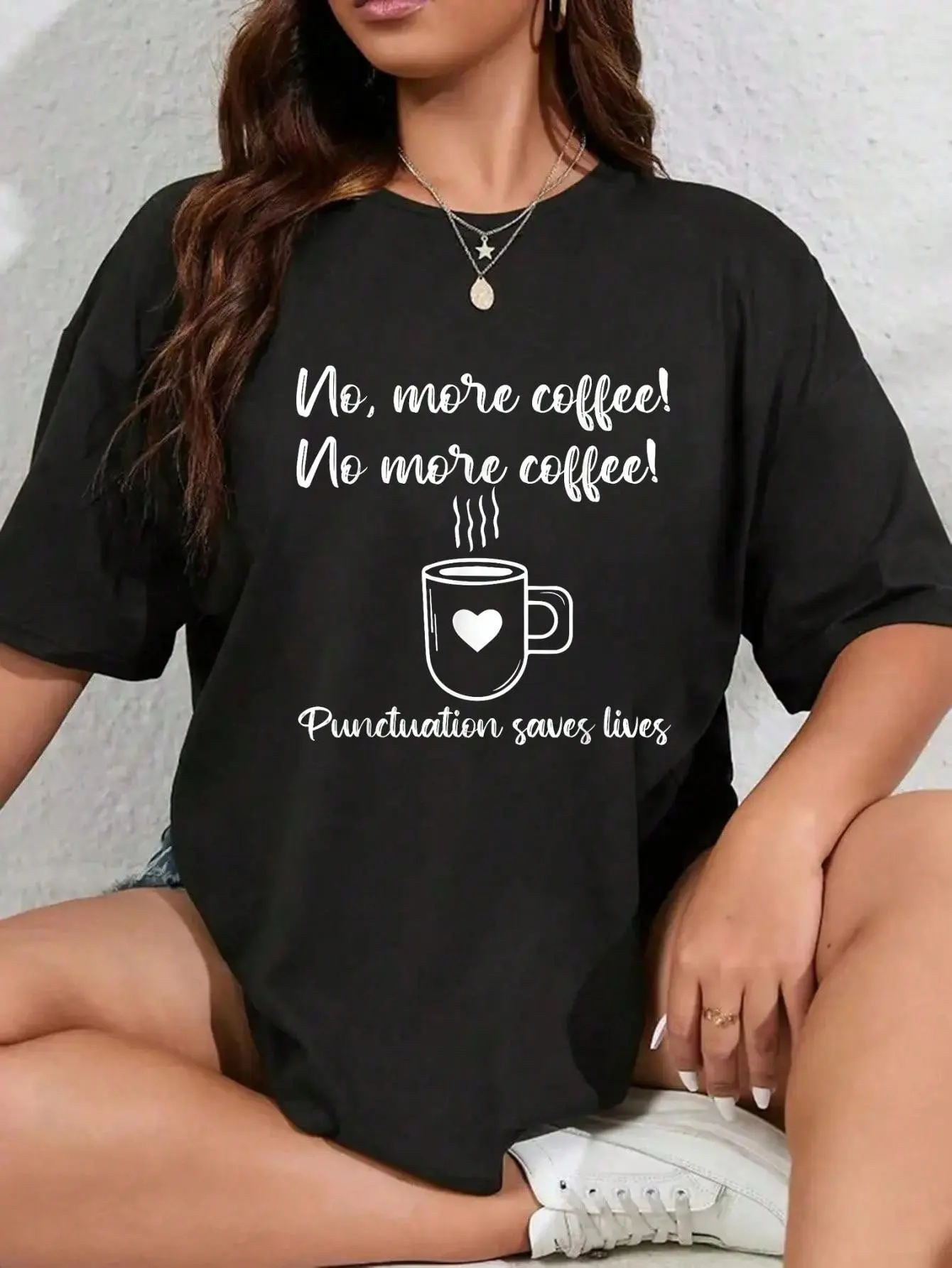 100% pure cotton No More Coffee Funny Vintage ELA Grammar English Teacher T-Shirt - 100% Cotton Summer Tops Office Outfits For Women, Vacation Outfits Woman printed t-shirts for women