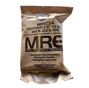 New!!! Genuine USGI Individual MRE [Meal, Ready to Eat] Inspection Date 01/2024 or Newer - You Choose Menu - Complete Ration with Entree, Snacks, Dessert, Drink Mix, Utensils, Condiments and FRH. (#24 Southwest Beef and Beans)