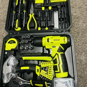 SEESE 126-Piece Tool Set Kit - Tool kit with 8V Cordless Power Drill Driver With Storage Case, DIY Power Tools For Fence Work, Home Décor, Furniture Assembly & Everyday Repairs