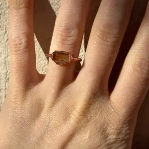Size 7.5 Brazilian Topaz East West Stackable Copper Ring