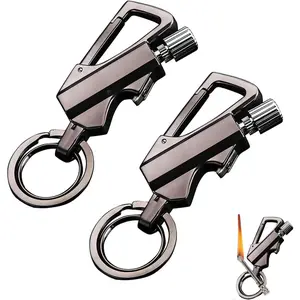 Permanent Match Infinity Lighter, Keychain Lighter withMultitool Keychain Bottle Opener, Reusable Matchstick,Forever Match for Outdoor Survival (2Pcs Black)